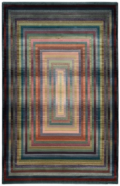 Kurzflorteppich Gabiro 001 - grafischer, moderner Wohnteppich mit Farbverlauf in warmen Farben